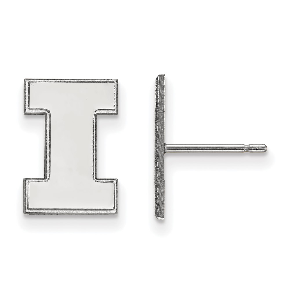 Sterling Silver Rhodium-plated LogoArt University of Illinois Letter I Small Post Earrings