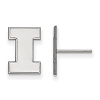 Sterling Silver Rhodium-plated LogoArt University of Illinois Letter I Small Post Earrings view 1
