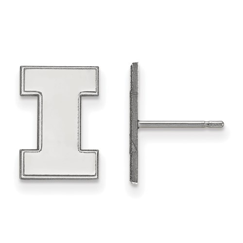 Sterling Silver Rhodium-plated LogoArt University of Illinois Letter I Small Post Earrings