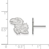 Sterling Silver Rhodium-plated LogoArt University of Kansas Jayhawk Small Post Earrings view 2