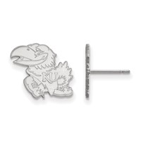 Sterling Silver Rhodium-plated LogoArt University of Kansas Jayhawk Small Post Earrings view 1