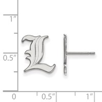 Sterling Silver Rhodium-plated LogoArt University of Louisville Letter L Small Post Earrings view 2