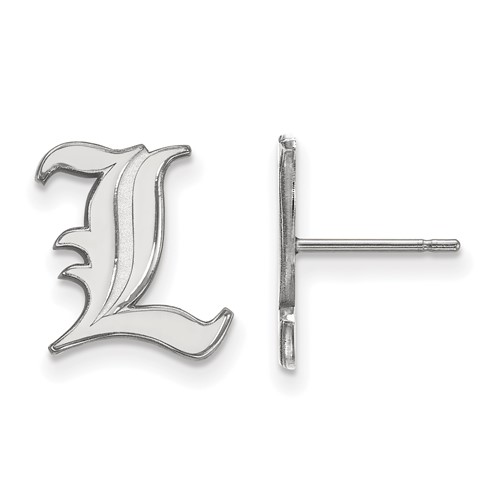 Sterling Silver Rhodium-plated LogoArt University of Louisville Letter L Small Post Earrings