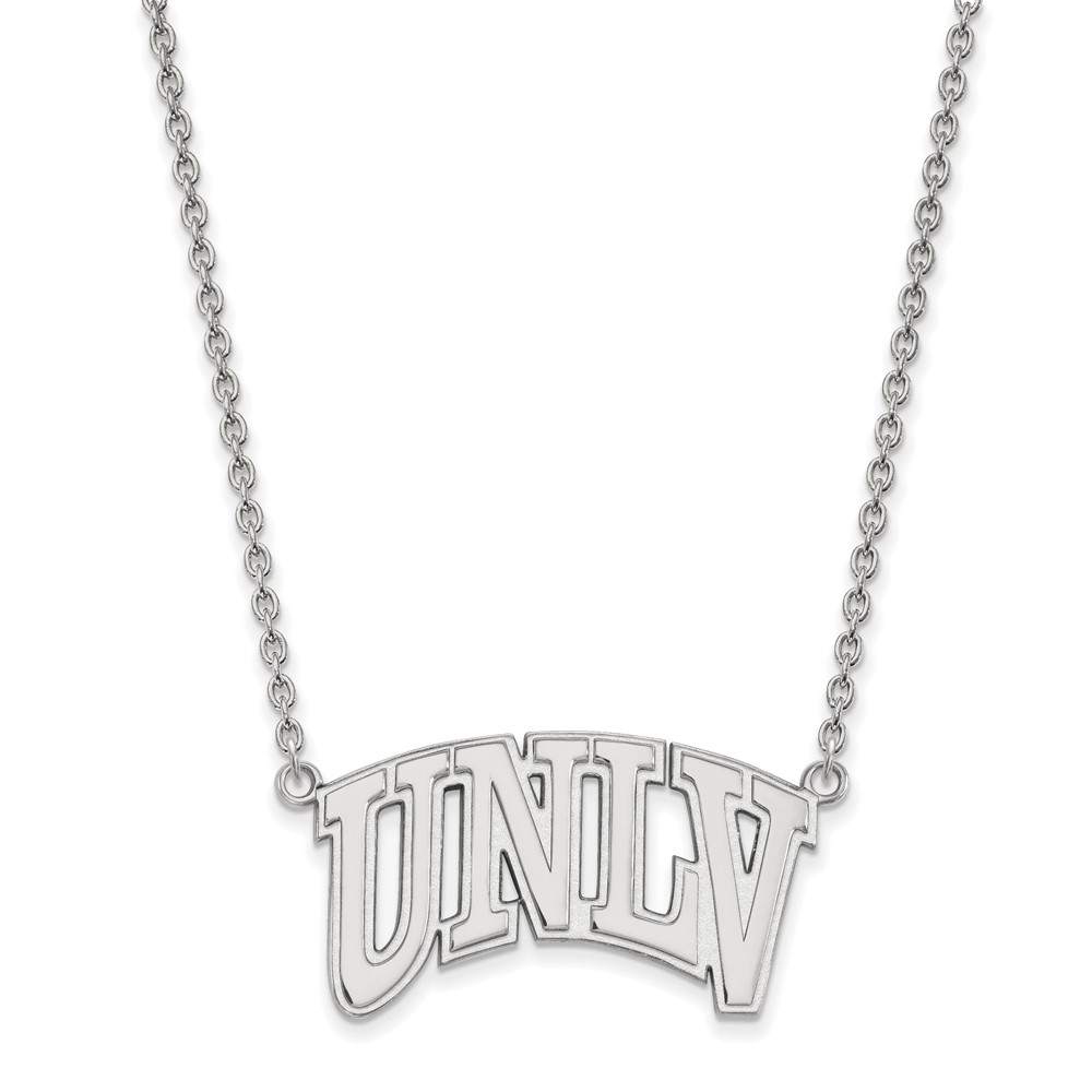 Sterling Silver Rhodium-plated LogoArt University of Nevada-Las Vegas U-n-l-v Large Pendant Necklace, 18"