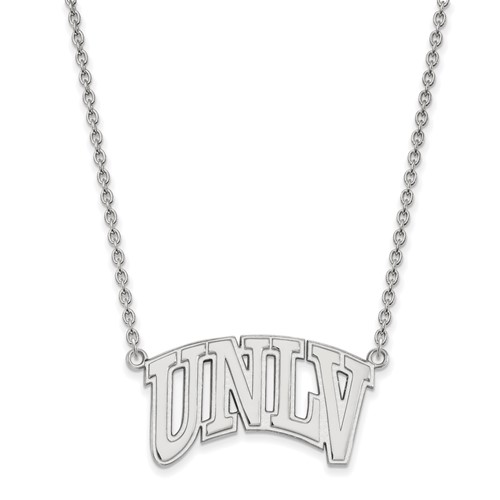 Sterling Silver Rhodium-plated LogoArt University of Nevada-Las Vegas U-n-l-v Large Pendant Necklace, 18"