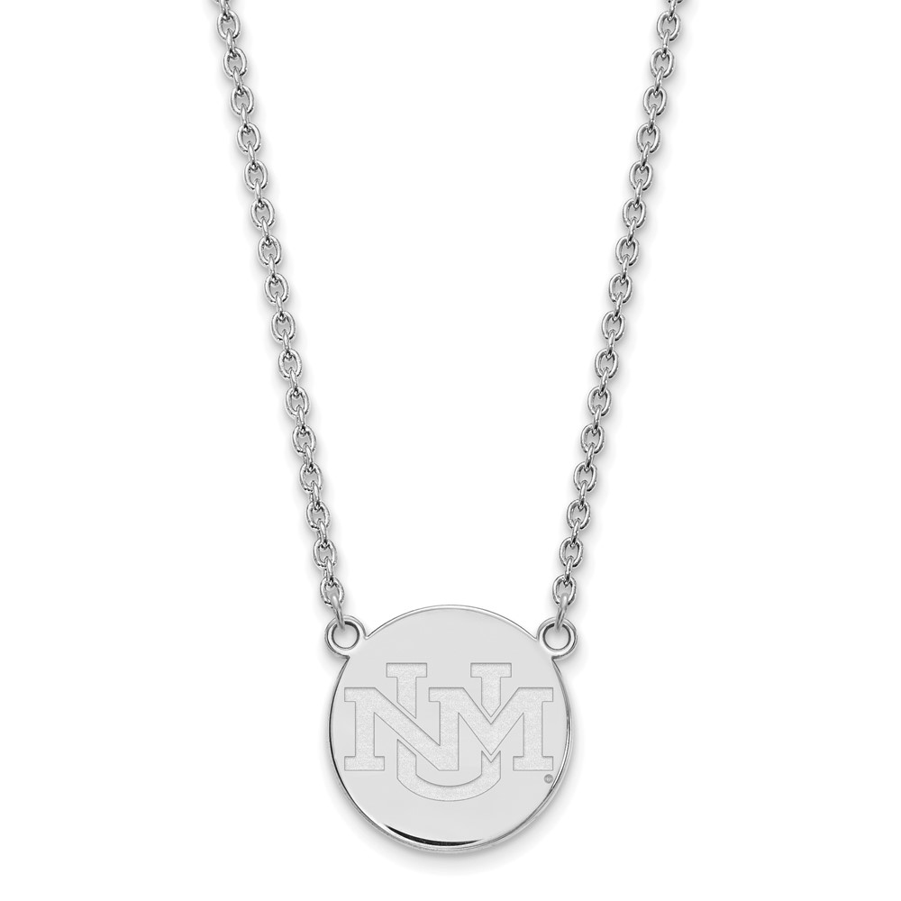 Sterling Silver Rhodium-plated LogoArt University of New Mexico Large Pendant Necklace, 18"