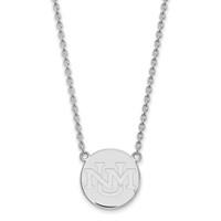 Sterling Silver Rhodium-plated LogoArt University of New Mexico Large Pendant Necklace, 18" view 1