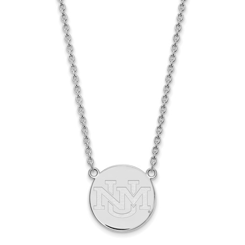 Sterling Silver Rhodium-plated LogoArt University of New Mexico Large Pendant Necklace, 18"