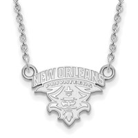 Sterling Silver Rhodium-plated LogoArt University of New Orleans U-n-o Small Pendant Necklace, 18" view 1