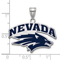 Sterling Silver Rhodium-plated LogoArt University of Nevada-Reno Large Enameled Pendant view 2