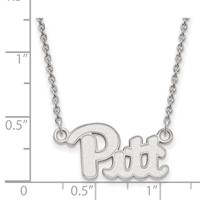 Sterling Silver Rhodium-plated LogoArt University of Pittsburgh Small Pendant Necklace, 18" view 3
