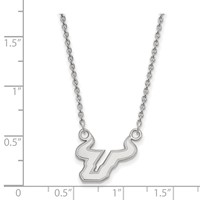 Sterling Silver Rhodium-plated LogoArt University of South Florida Bull Small Pendant Necklace, 18" view 2