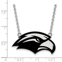 Sterling Silver Rhodium-plated LogoArt University of Southern Mississippi Eagle Large Enameled Pendant Necklace, 18" view 2