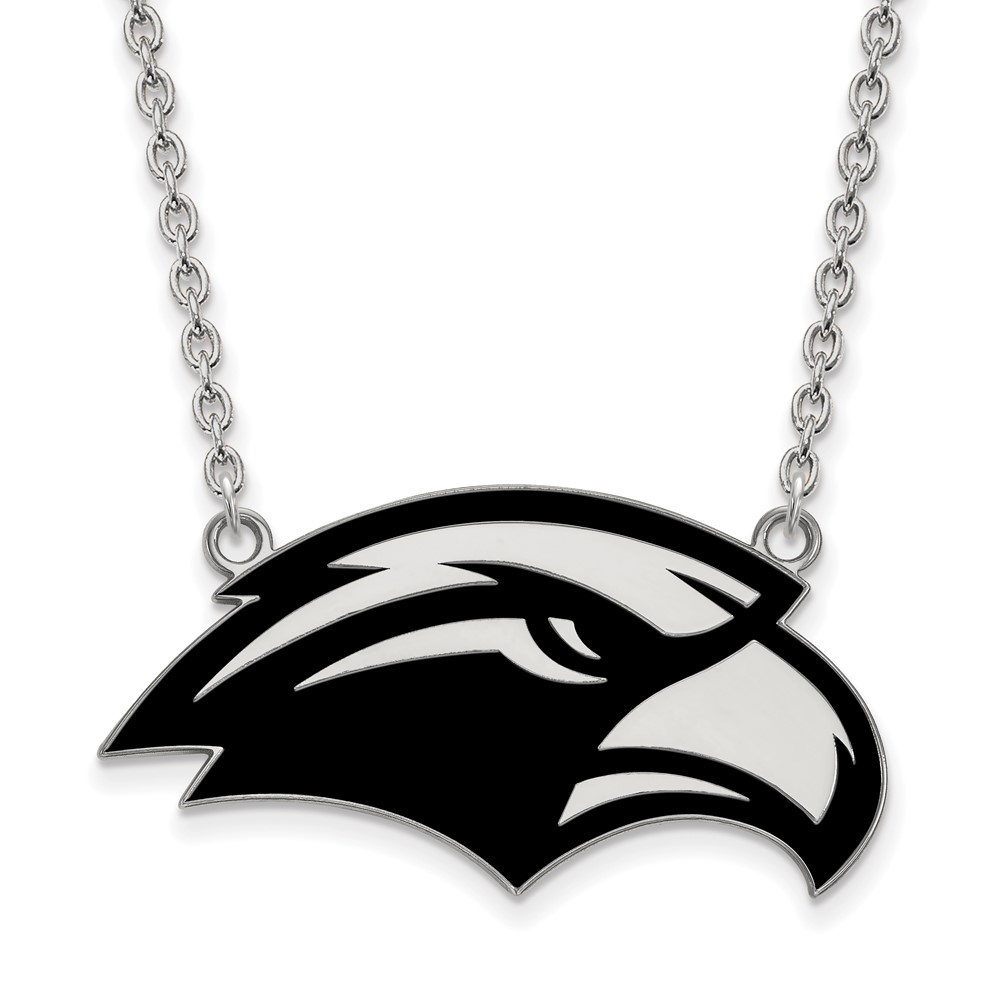 Sterling Silver Rhodium-plated LogoArt University of Southern Mississippi Eagle Large Enameled Pendant Necklace, 18"