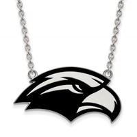 Sterling Silver Rhodium-plated LogoArt University of Southern Mississippi Eagle Large Enameled Pendant Necklace, 18" view 1