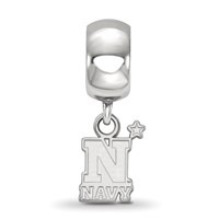 Sterling Silver Rhodium-plated LogoArt US Naval Academy Extra Small Dangle Bead Charm view 2
