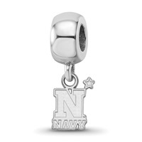 Sterling Silver Rhodium-plated LogoArt US Naval Academy Extra Small Dangle Bead Charm view 1