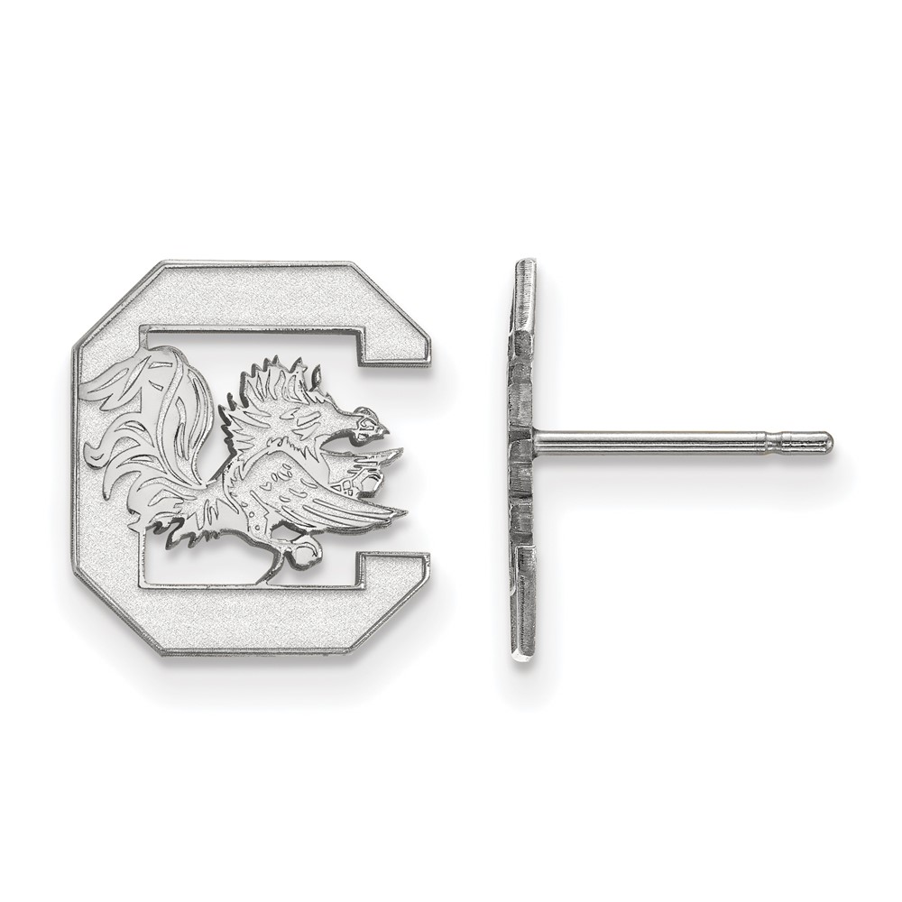 Sterling Silver Rhodium-plated LogoArt University of South Carolina Small Post Earrings