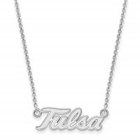 Sterling Silver Rhodium-plated LogoArt University of Tulsa T-u Large Pendant Necklace, 18" view 2