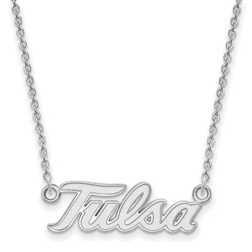 Sterling Silver Rhodium-plated LogoArt University of Tulsa T-u Large Pendant Necklace, 18"