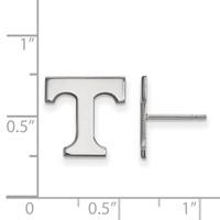 Sterling Silver Rhodium-plated LogoArt University of Tennessee Letter T Small Post Earrings view 2