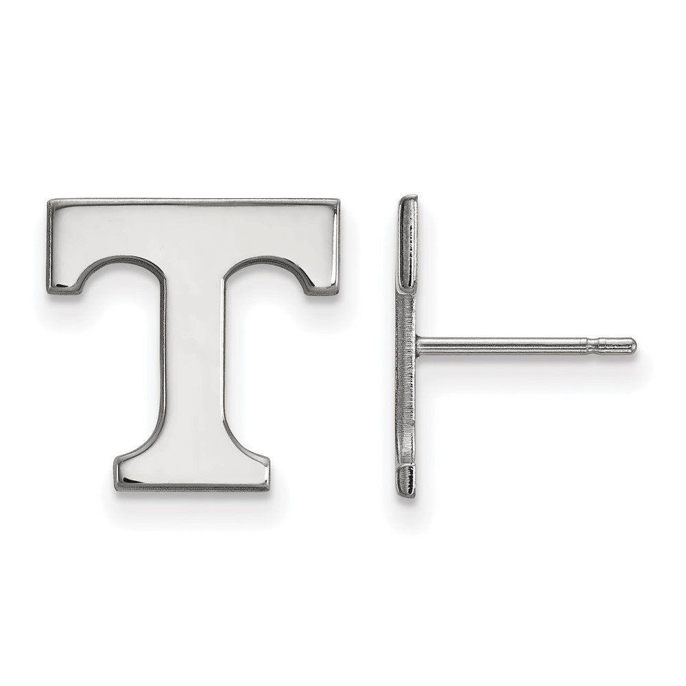 Sterling Silver Rhodium-plated LogoArt University of Tennessee Letter T Small Post Earrings