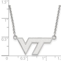Sterling Silver Rhodium-plated LogoArt Virginia Tech V-t Small Pendant Necklace, 18" view 2