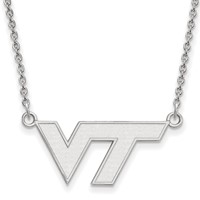Sterling Silver Rhodium-plated LogoArt Virginia Tech V-t Small Pendant Necklace, 18" view 1