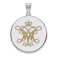 Sterling Silver Rhodium-plated LogoArt College of William and Mary Extra Large Enameled Disc Pendant view 1