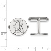 Sterling Silver Rhodium-plated LogoArt Rice University Letter R Cuff Links view 2