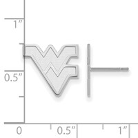 Sterling Silver Rhodium-plated LogoArt West Virginia University W-v Small Post Earrings view 2