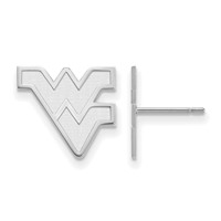 Sterling Silver Rhodium-plated LogoArt West Virginia University W-v Small Post Earrings view 1