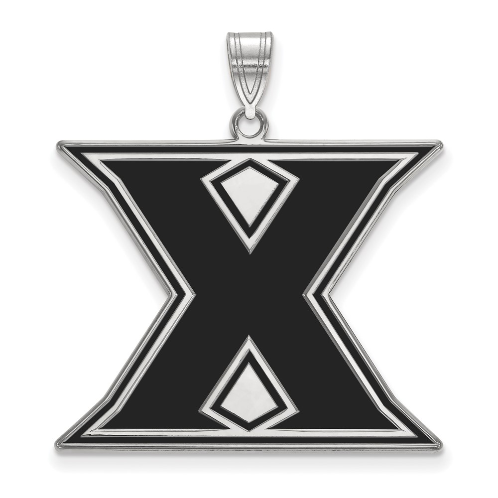 Sterling Silver Rhodium-plated LogoArt Xavier University Letter X Extra Large Enameled Pendant