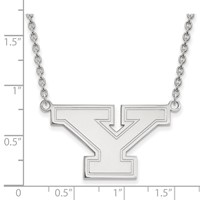 Sterling Silver Rhodium-plated LogoArt Youngstown State University Letter Y Large Pendant Necklace, 18" view 2