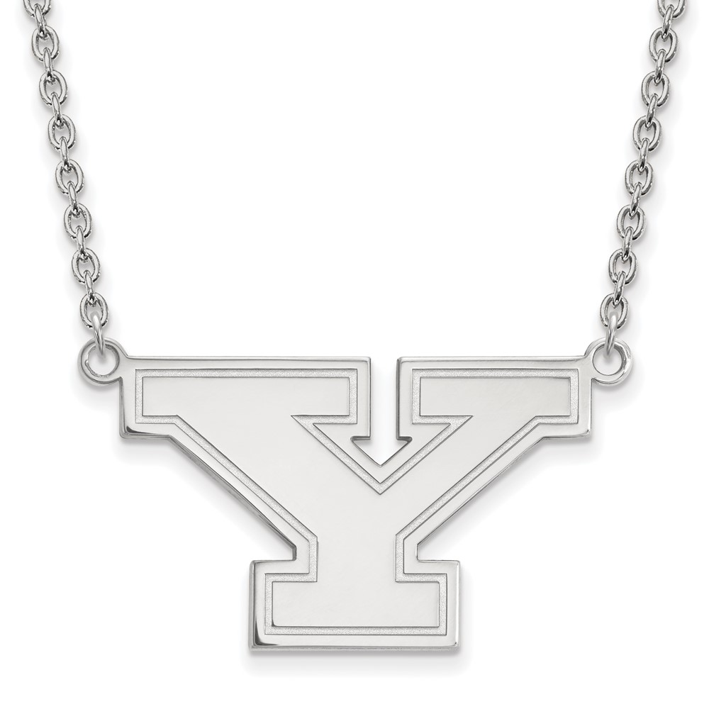 Sterling Silver Rhodium-plated LogoArt Youngstown State University Letter Y Large Pendant Necklace, 18"