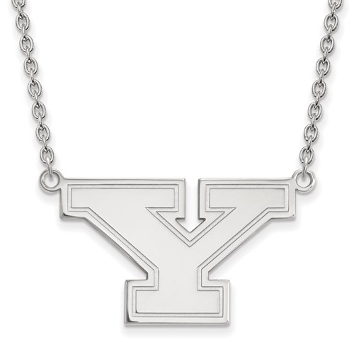 Sterling Silver Rhodium-plated LogoArt Youngstown State University Letter Y Large Pendant Necklace, 18"