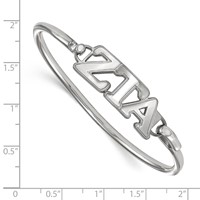 Sterling S. Rh-plated LogoArt Zeta Tau Alpha Small Hook and Clasp Bangle view 2