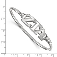 Sterling S. Rh-plated LogoArt Zeta Tau Alpha Small Hook and Clasp Bangle view 3
