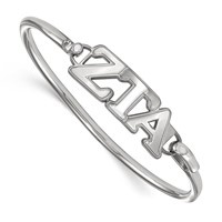 Sterling S. Rh-plated LogoArt Zeta Tau Alpha Small Hook and Clasp Bangle view 1