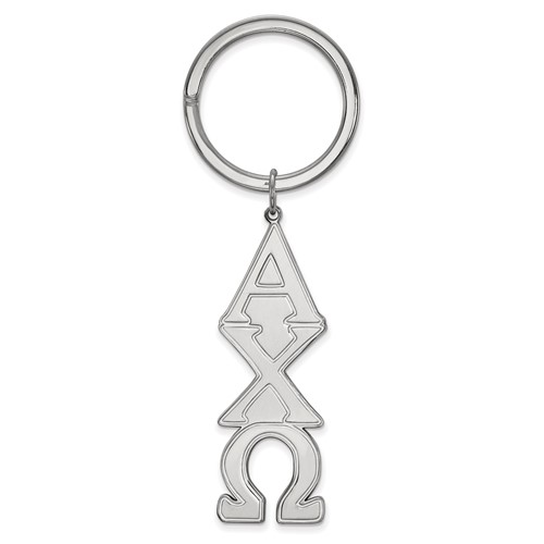 Sterling Silver Rh-plated LogoArt Alpha Chi Omega Key Chain