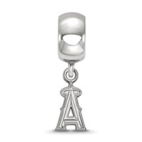 Sterling Silver Rhodium Plated Major League Baseball LogoArt Los Angeles Angels Dangle Bead view 2