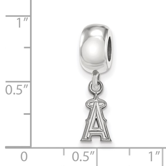 Sterling Silver Rhodium Plated Major League Baseball LogoArt Los Angeles Angels Dangle Bead