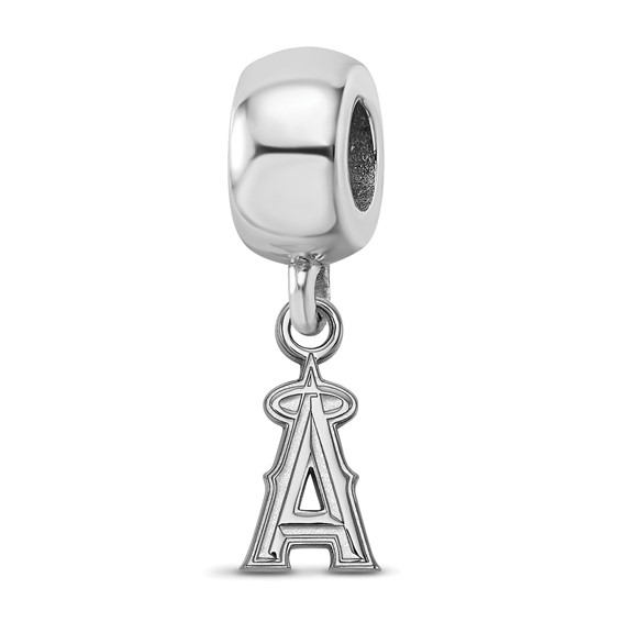 Sterling Silver Rhodium Plated Major League Baseball LogoArt Los Angeles Angels Dangle Bead