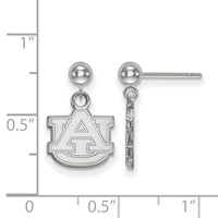 Sterling Silver Rhodium-plated LogoArt Auburn University A-u Dangle Ball Post Earrings view 2