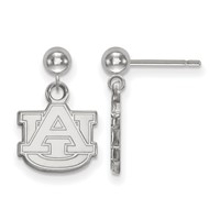 Sterling Silver Rhodium-plated LogoArt Auburn University A-u Dangle Ball Post Earrings view 1