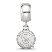 Sterling Silver Rhodium Plated Major League Baseball LogoArt Milwaukee Brewers Dangle Bead view 3