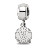 Sterling Silver Rhodium Plated Major League Baseball LogoArt Milwaukee Brewers Dangle Bead view 1