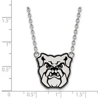 Sterling Silver Rhodium-plated LogoArt Butler University Bulldog Enameled Large Pendant Necklace, 18" view 2