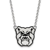 Sterling Silver Rhodium-plated LogoArt Butler University Bulldog Enameled Large Pendant Necklace, 18" view 1