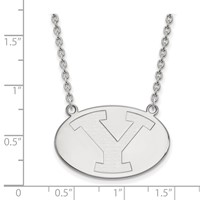 Sterling Silver Rhodium-plated LogoArt Brigham Young University Letter Y Large Pendant Necklace, 18" view 2